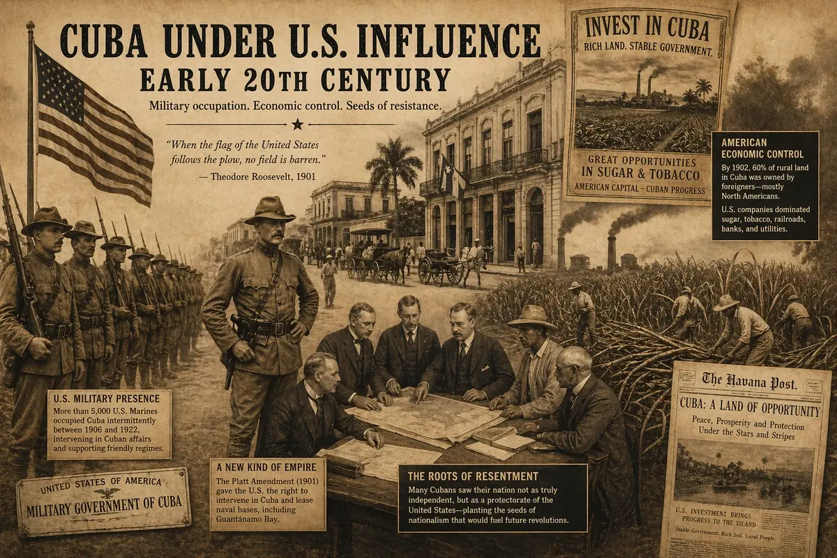 Early U.S. influence in Cuba with troops and economic control