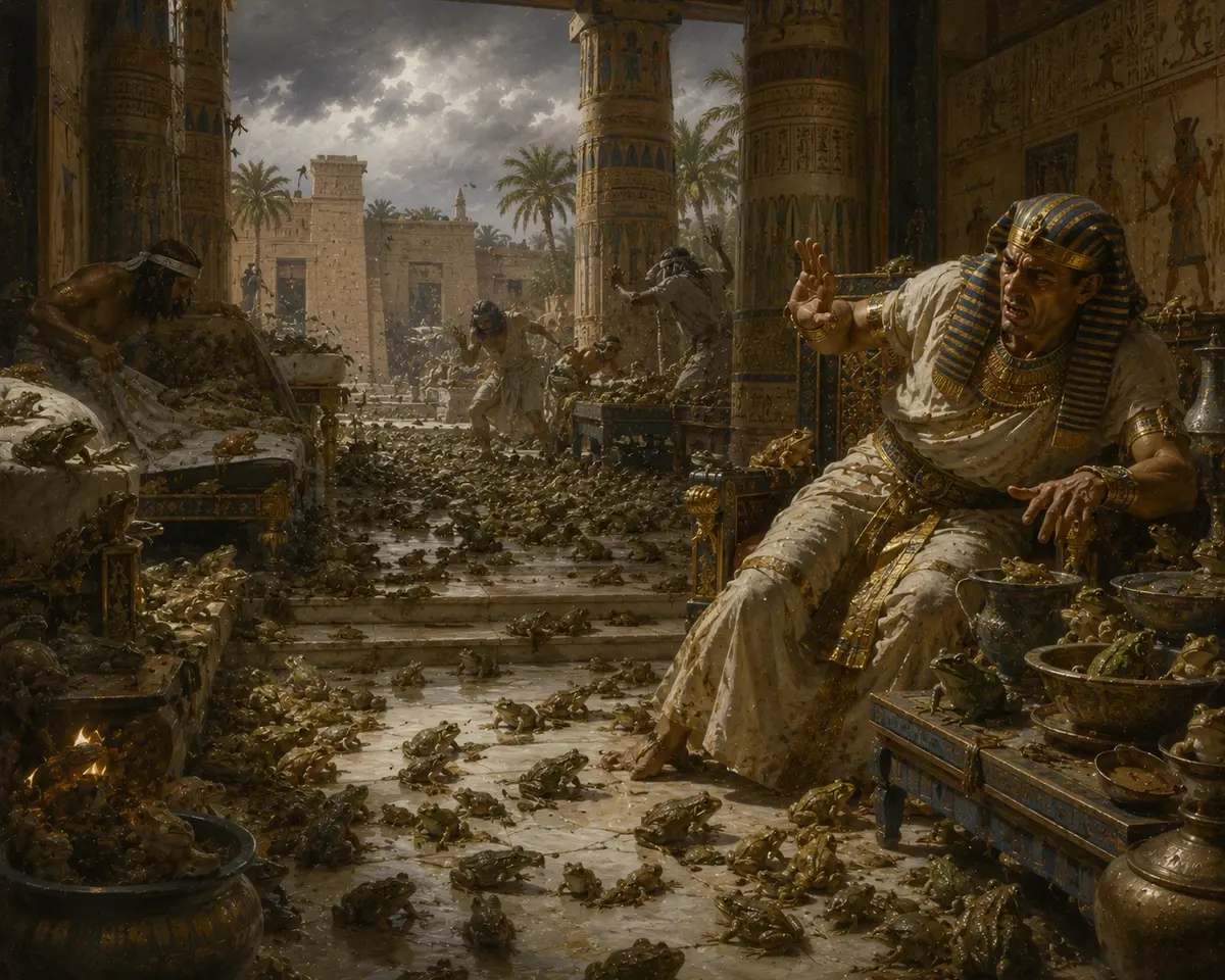 Plague of frogs overrunning Egypt