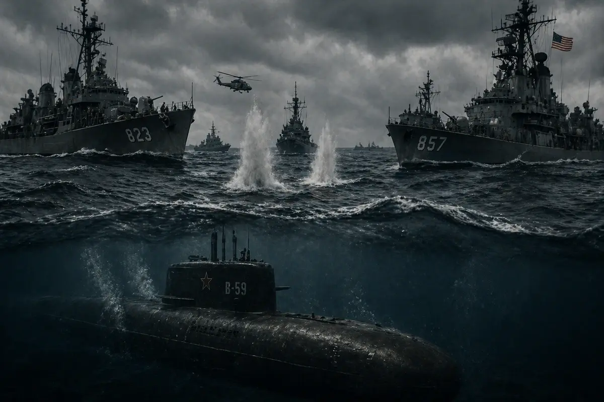 U.S. ships confronting Soviet submarine during Cuban Missile Crisis
