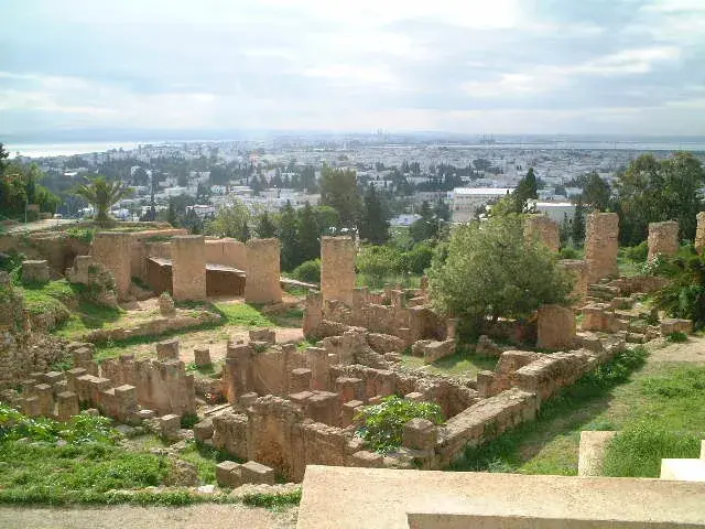 The ancient ruins of Carthage overlooking the Mediterranean coast of Tunisia