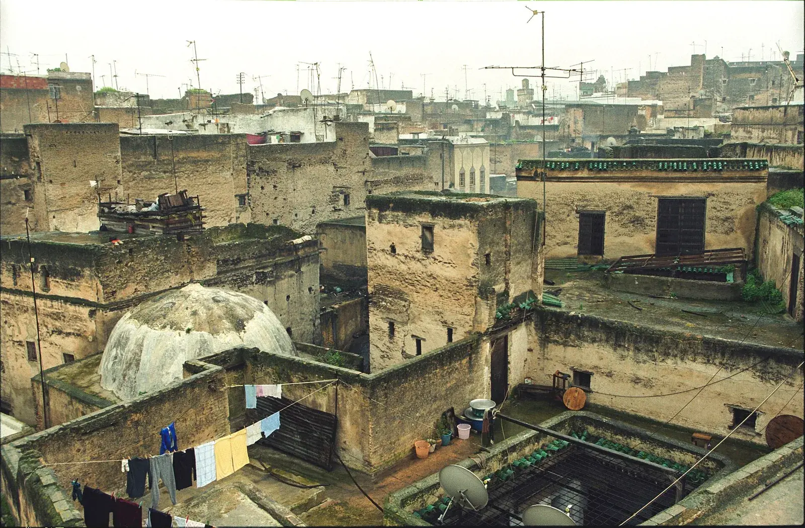 Rooftops and minarets of the old medina of Fez el-Bali in Morocco
