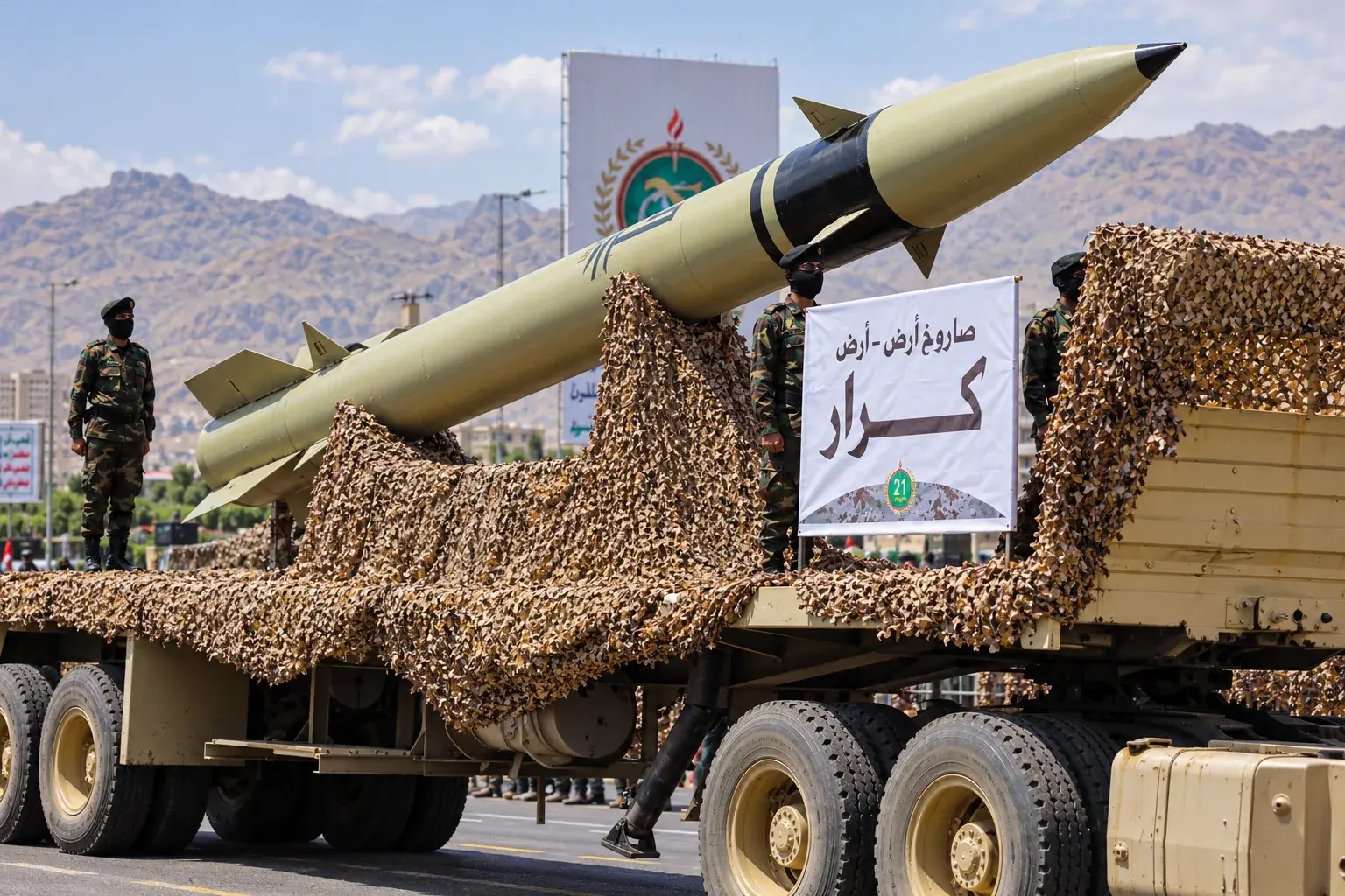 Houthi ballistic missiles on display during a military parade in Sanaa