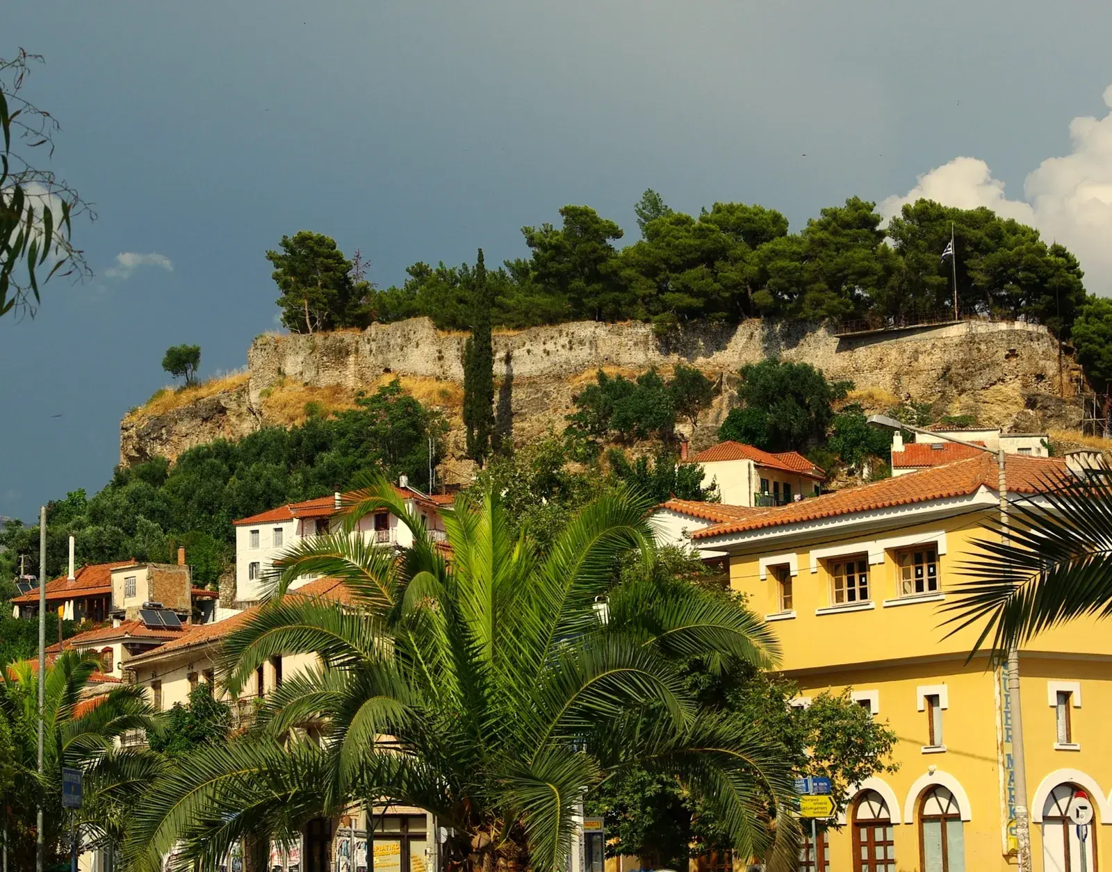 The ruined medieval castle on the hill above the old town of Kalamata