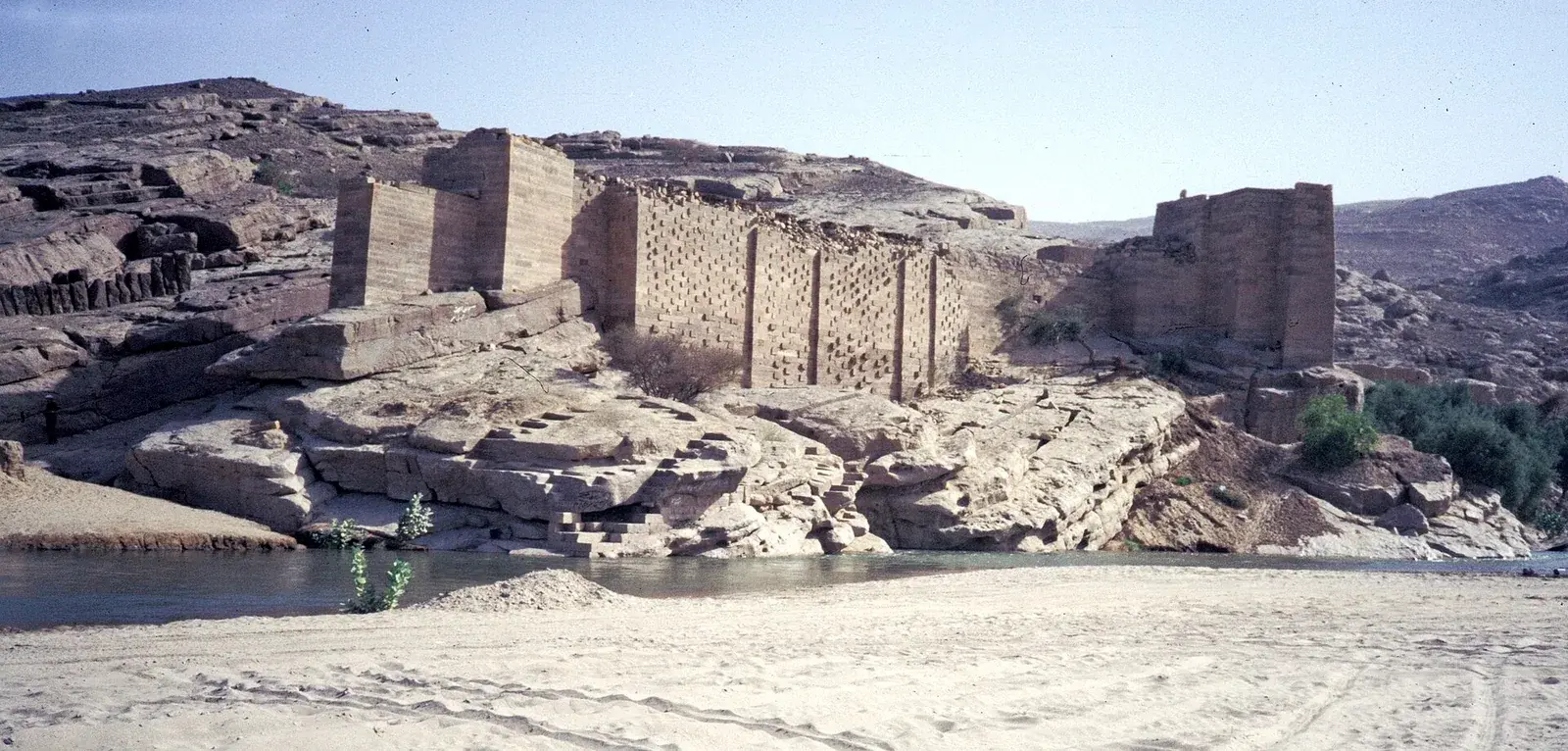 The stone ruins of the ancient Marib Dam in Yemen, once a marvel of pre-Islamic engineering