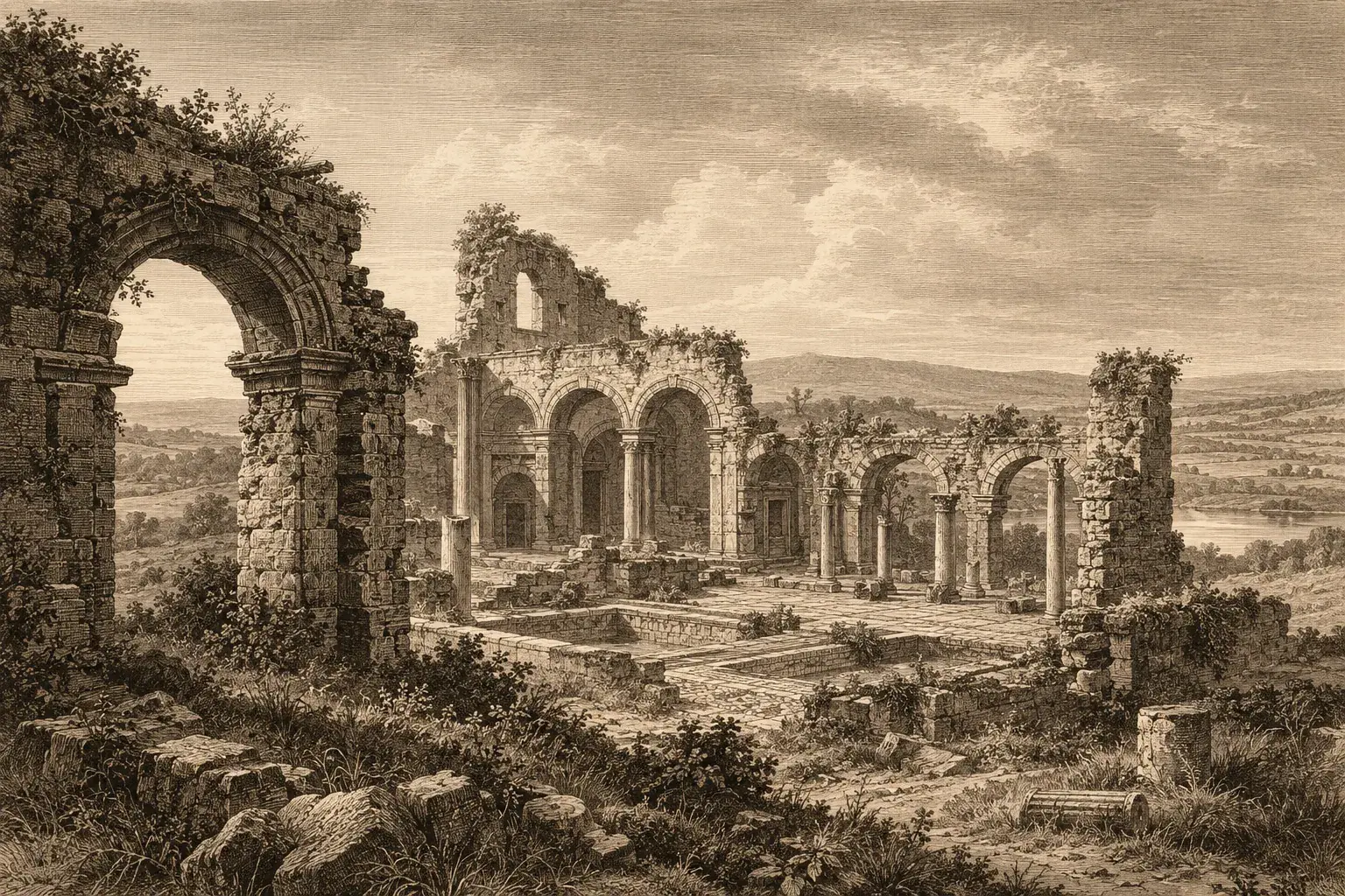 The ruins of a Roman-era villa estate in Britain