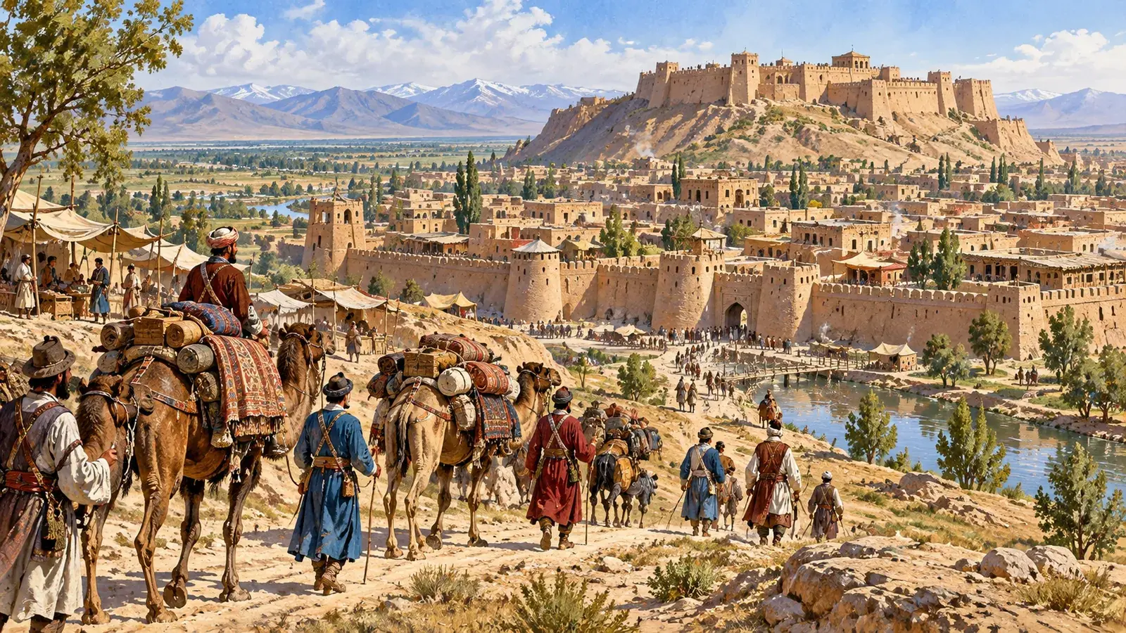The historic Silk Road city of Samarkand, once a Sogdian trading capital