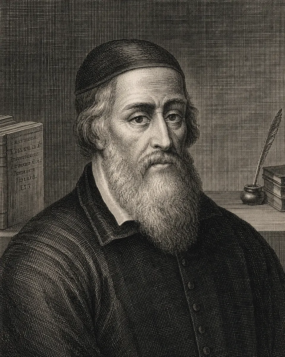 A 17th-century engraved portrait of Menno Simons, the Dutch priest for whom the Mennonites are named