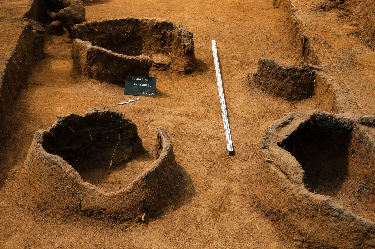 Remains of an ancient iron-smelting furnace at the Taruga archaeological site in Nigeria