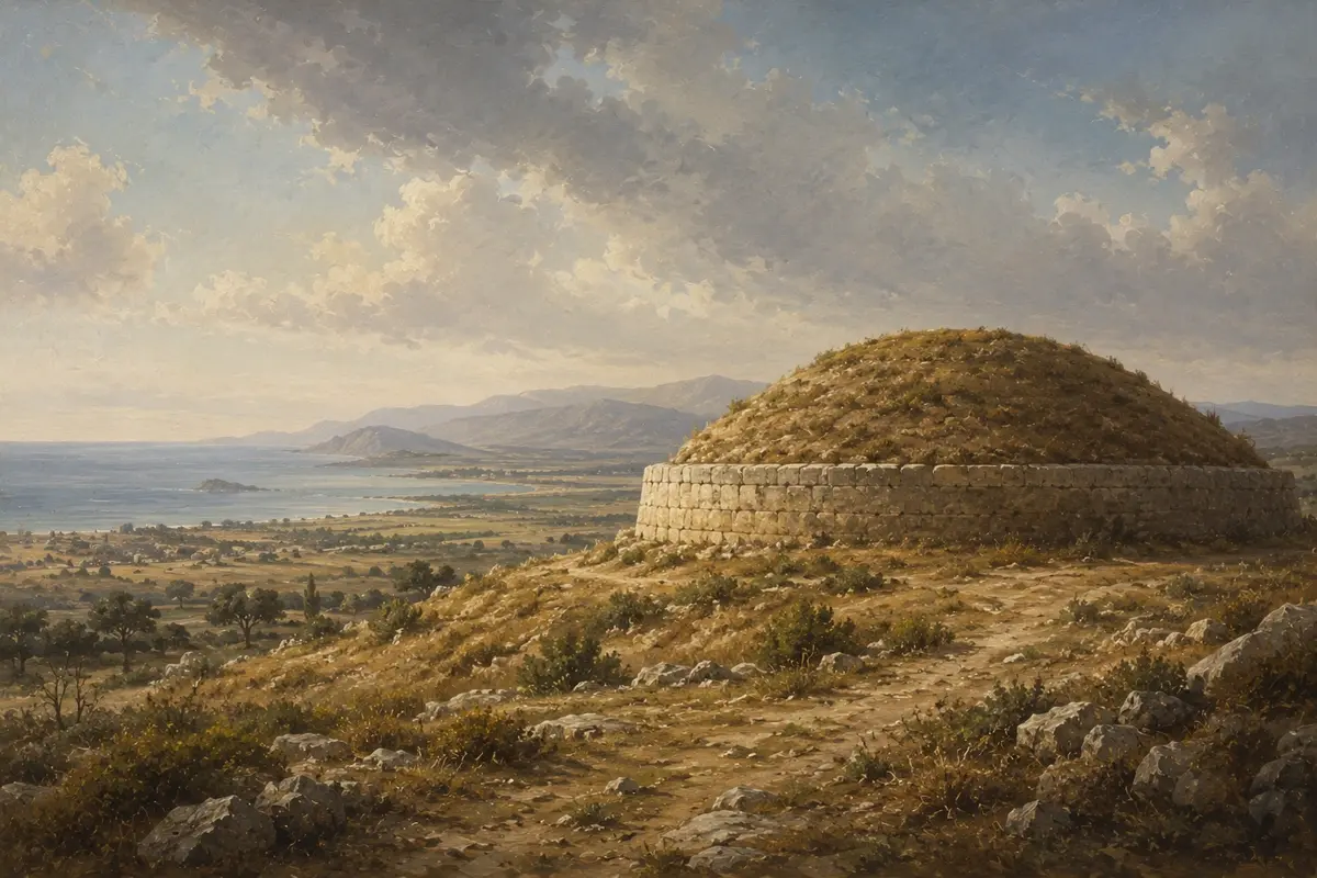The Soros, the burial mound of the 192 Athenian dead at Marathon, rising ten metres from the coastal plain.