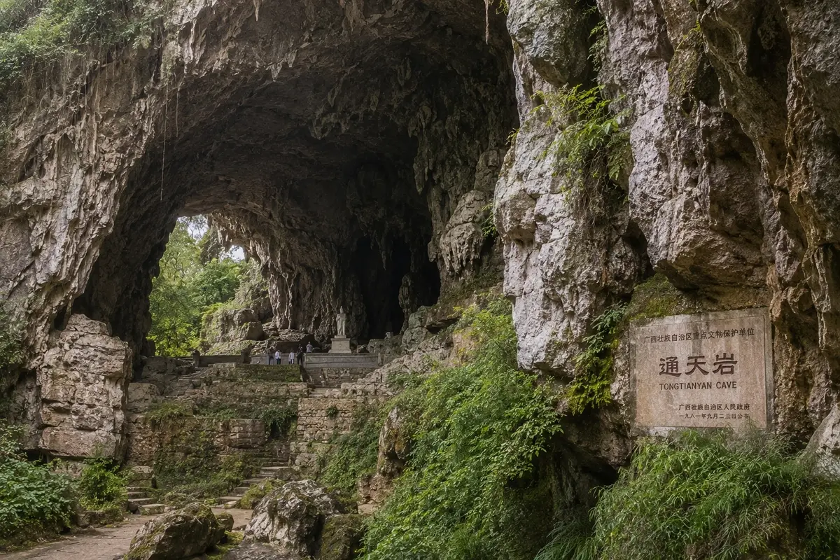 Tongtianyan Cave in Liujiang, southern China, where the Liujiang man fossils were discovered